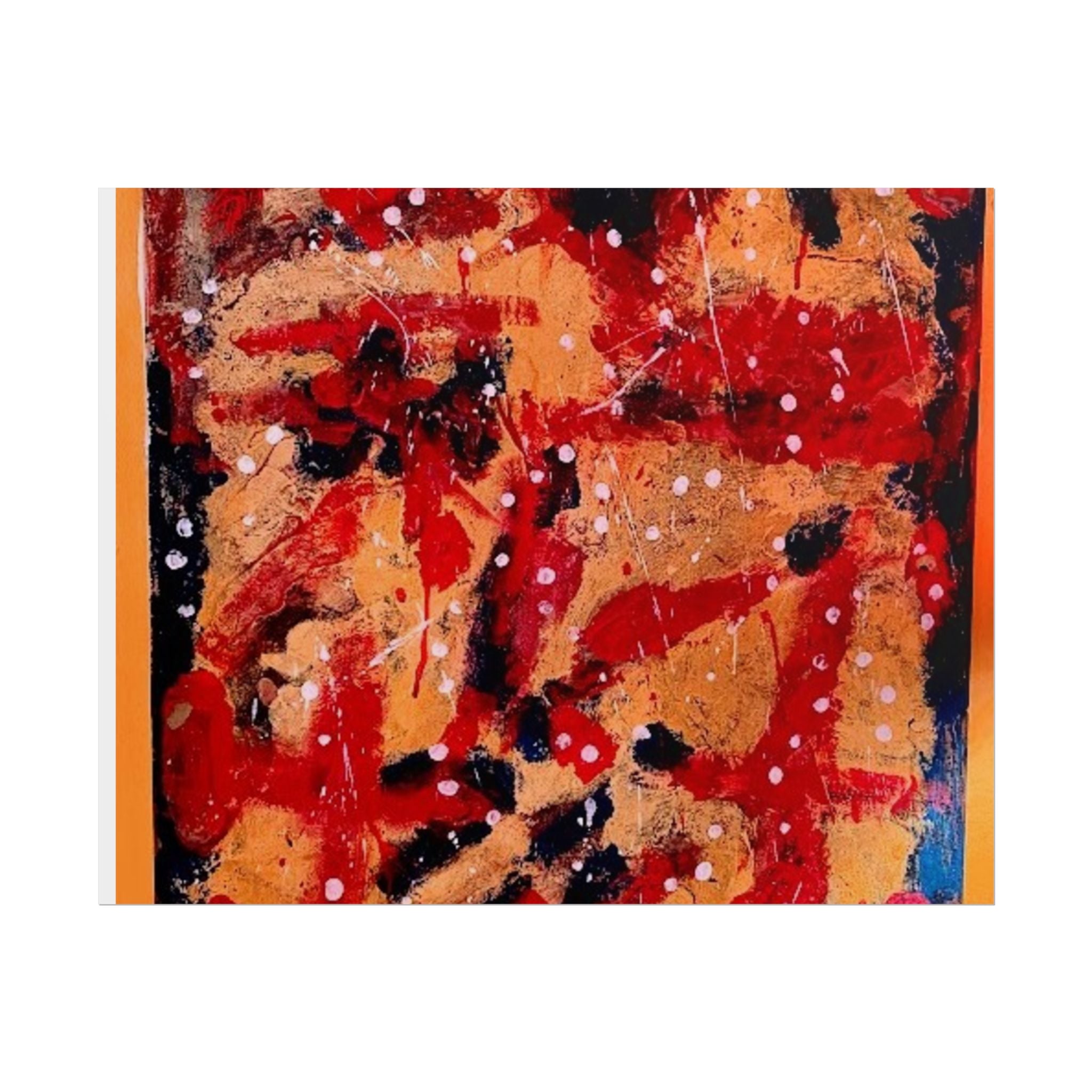Abstract Expressionist Rolled Poster — Bold Red & Gold Modern Wall Art
