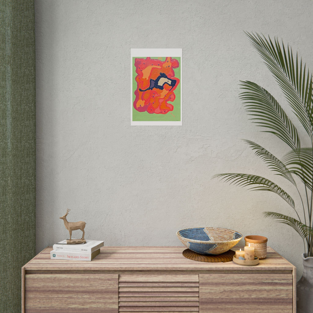 Abstract Color Field Poster — Vibrant Pink Orange Green Rolled Art Print