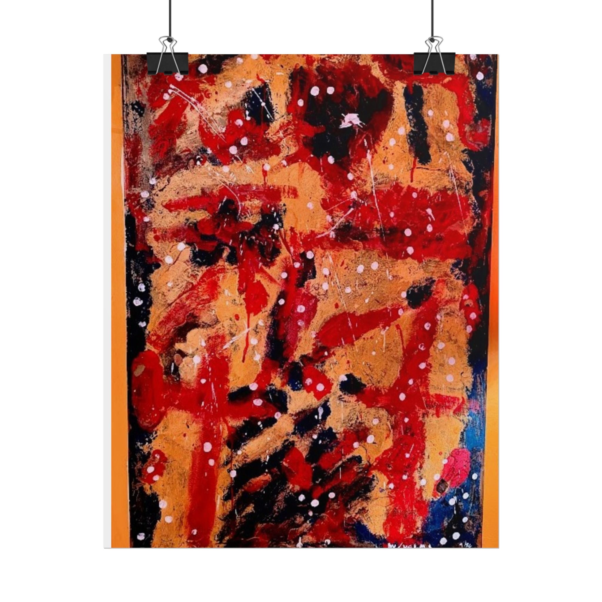 Abstract Expressionist Rolled Poster — Bold Red & Gold Modern Wall Art