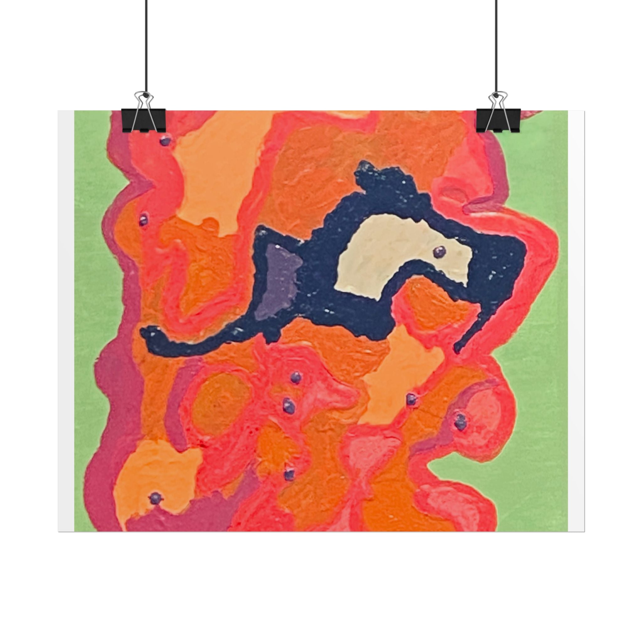 Abstract Color Field Poster — Vibrant Pink Orange Green Rolled Art Print