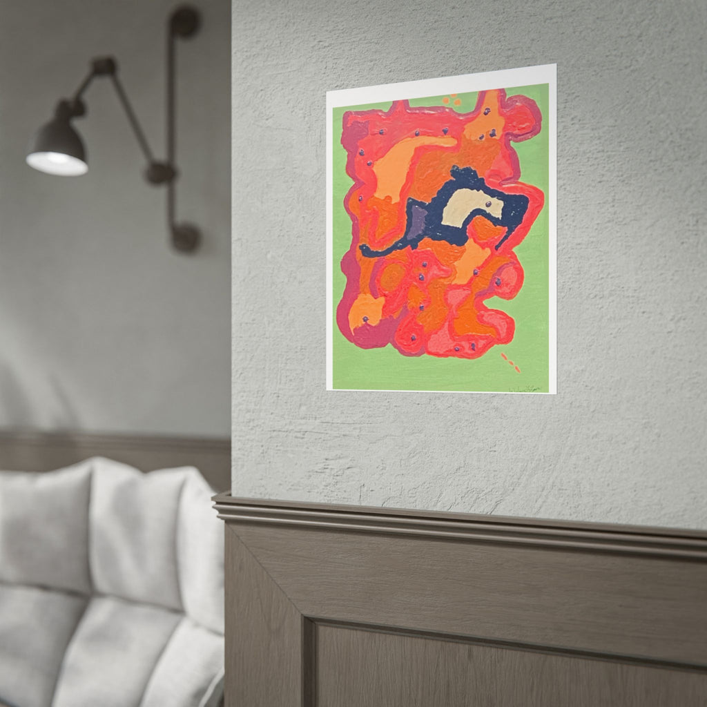 Abstract Color Field Poster — Vibrant Pink Orange Green Rolled Art Print