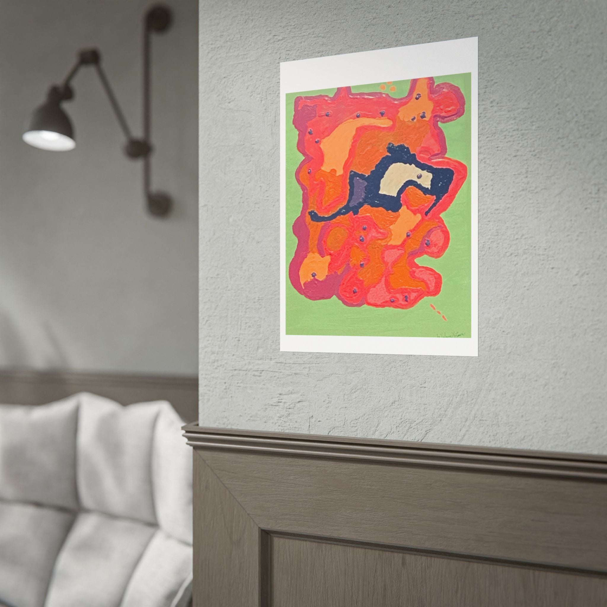 Abstract Color Field Poster — Vibrant Pink Orange Green Rolled Art Print