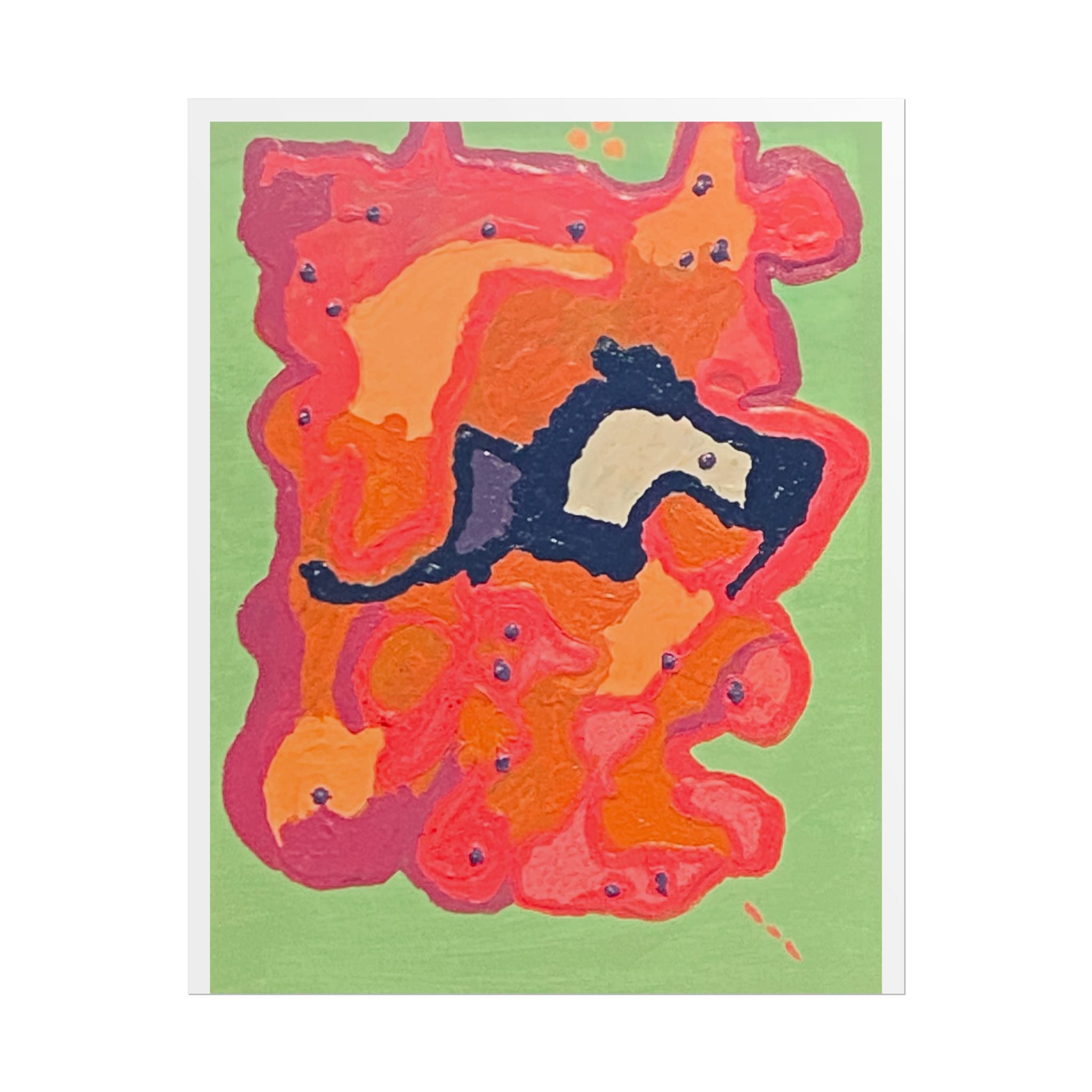 Abstract Color Field Poster — Vibrant Pink Orange Green Rolled Art Print