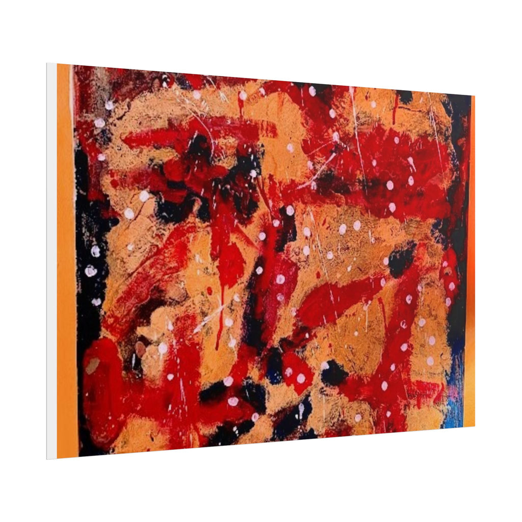 Abstract Expressionist Rolled Poster — Bold Red & Gold Modern Wall Art