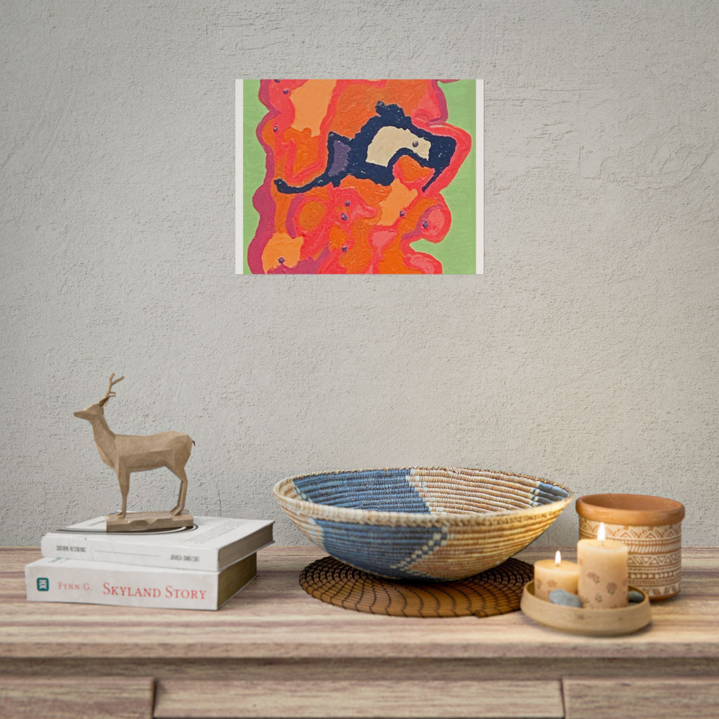 Abstract Color Field Poster — Vibrant Pink Orange Green Rolled Art Print
