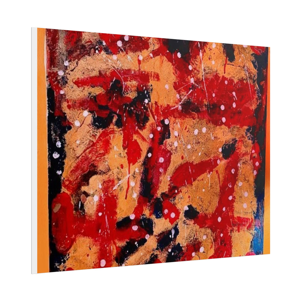 Abstract Expressionist Rolled Poster — Bold Red & Gold Modern Wall Art