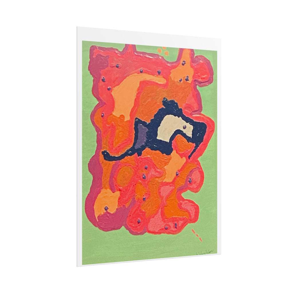 Abstract Color Field Poster — Vibrant Pink Orange Green Rolled Art Print