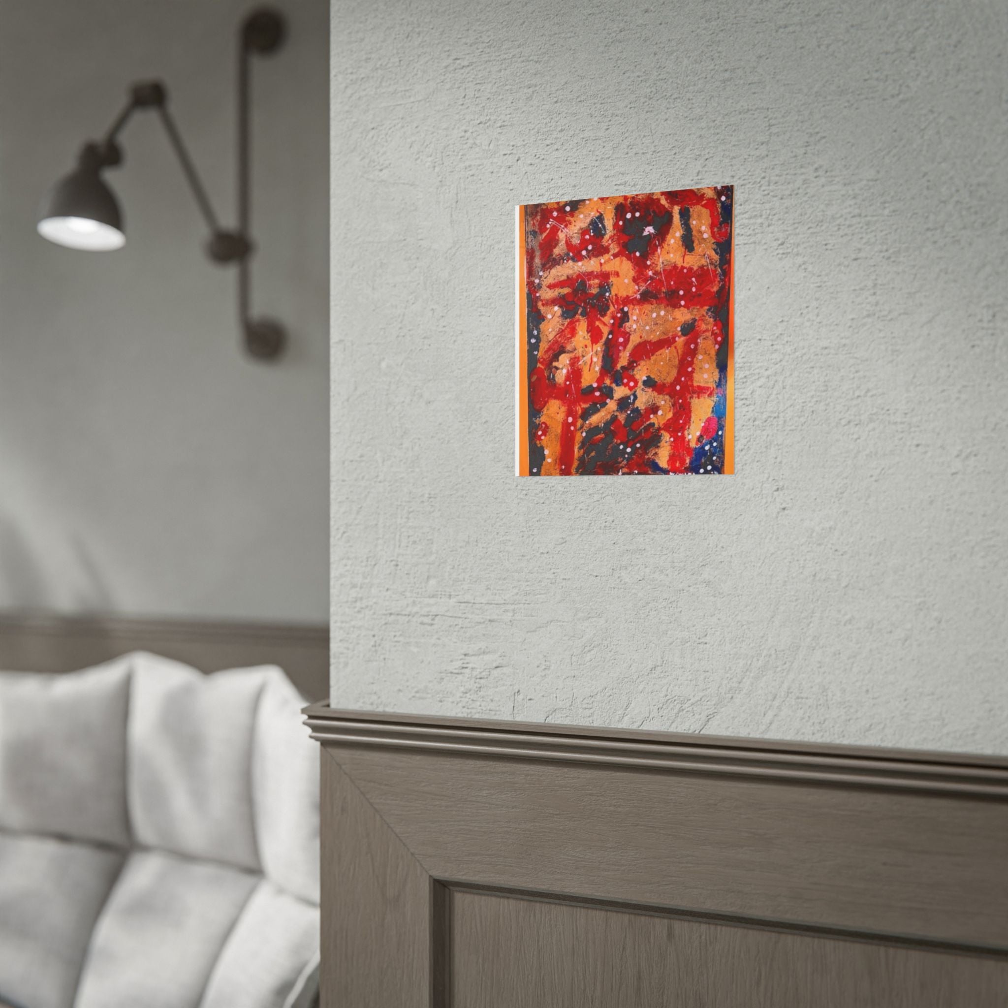 Abstract Expressionist Rolled Poster — Bold Red & Gold Modern Wall Art