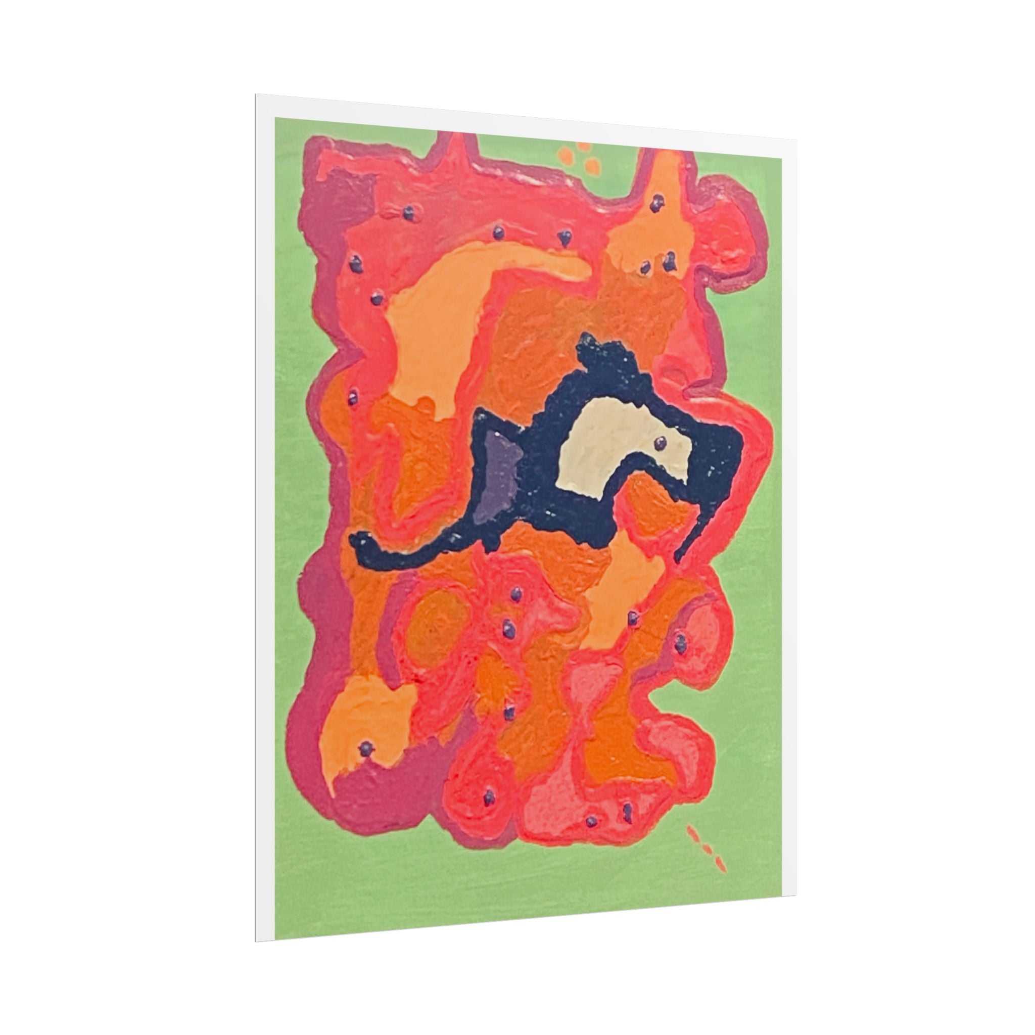 Abstract Color Field Poster — Vibrant Pink Orange Green Rolled Art Print