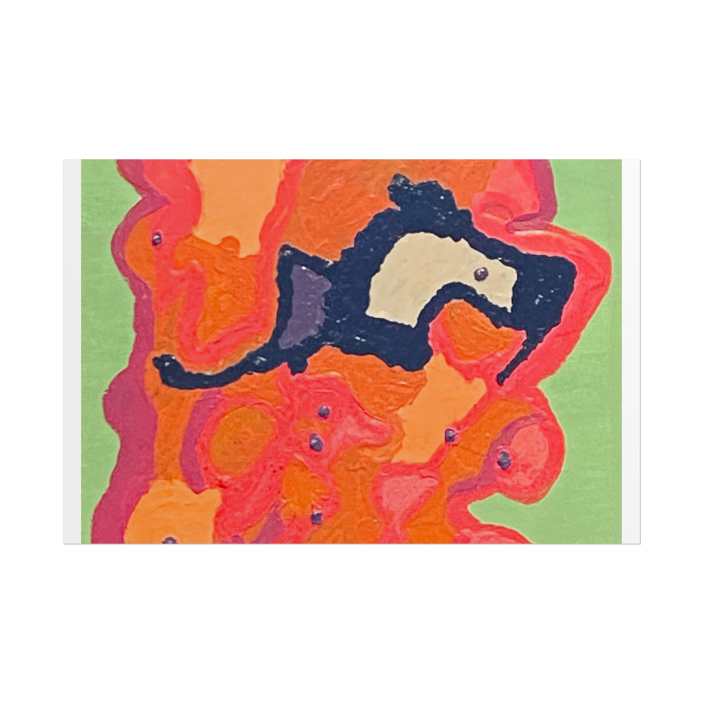 Abstract Color Field Poster — Vibrant Pink Orange Green Rolled Art Print