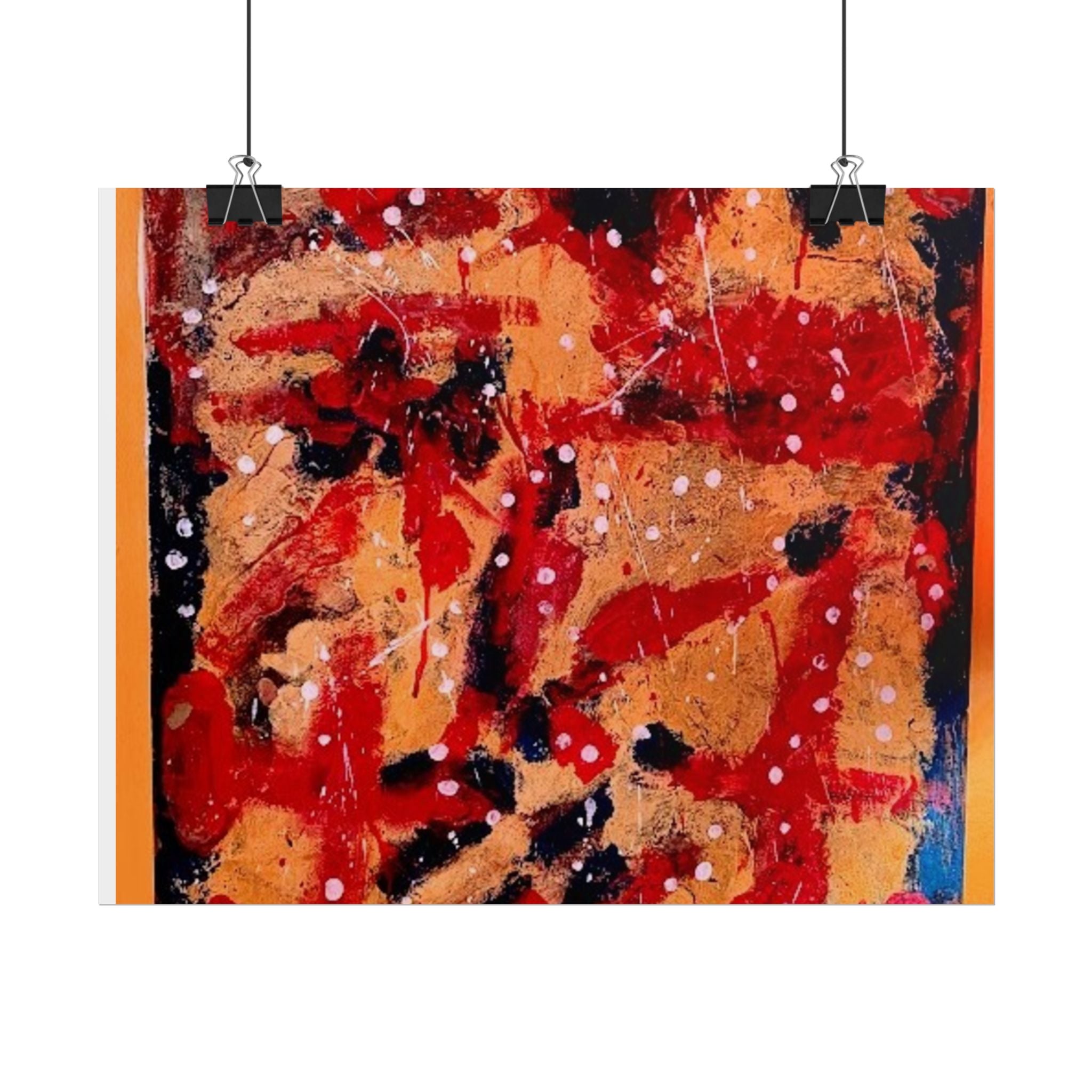 Abstract Expressionist Rolled Poster — Bold Red & Gold Modern Wall Art