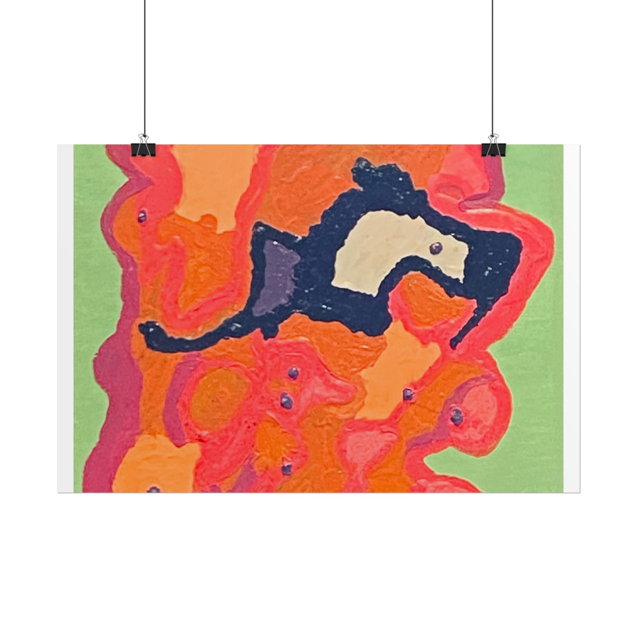 Abstract Color Field Poster — Vibrant Pink Orange Green Rolled Art Print