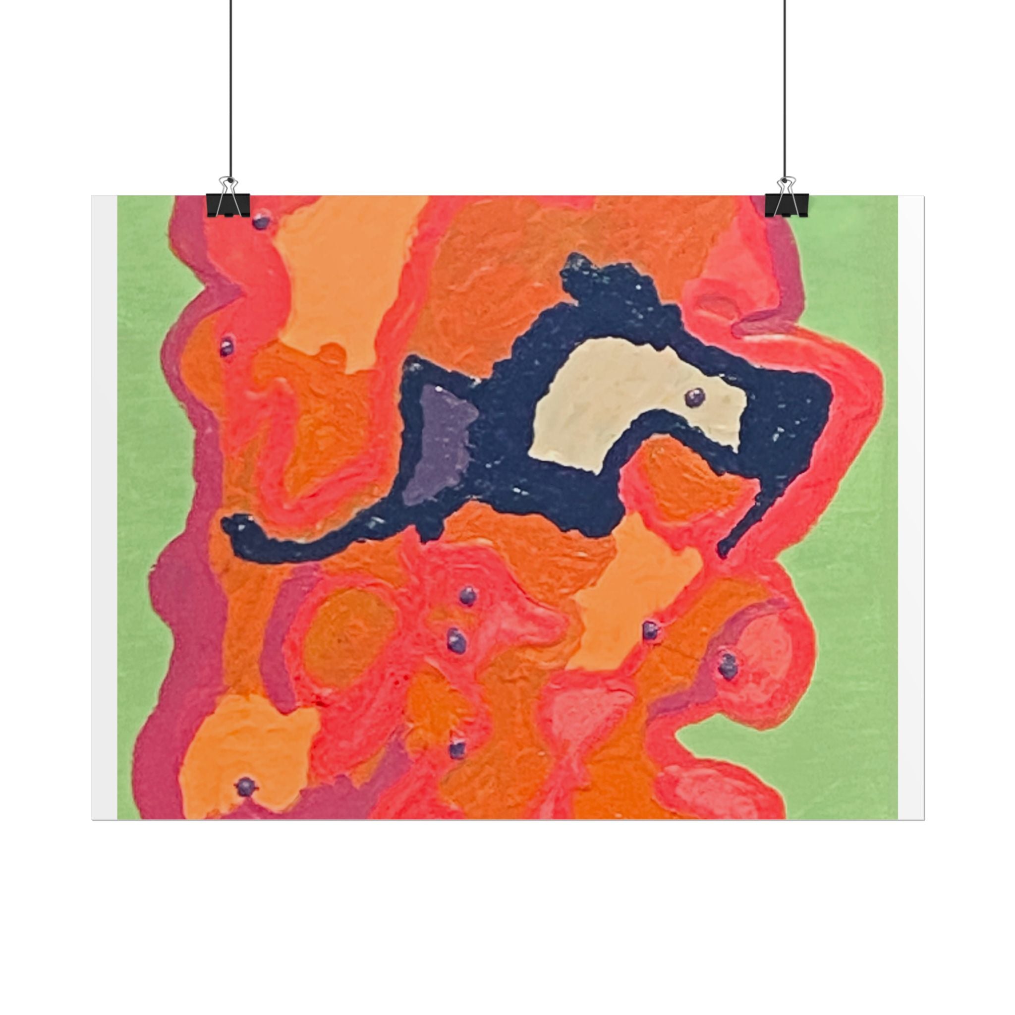 Abstract Color Field Poster — Vibrant Pink Orange Green Rolled Art Print