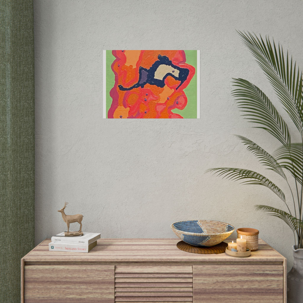 Abstract Color Field Poster — Vibrant Pink Orange Green Rolled Art Print