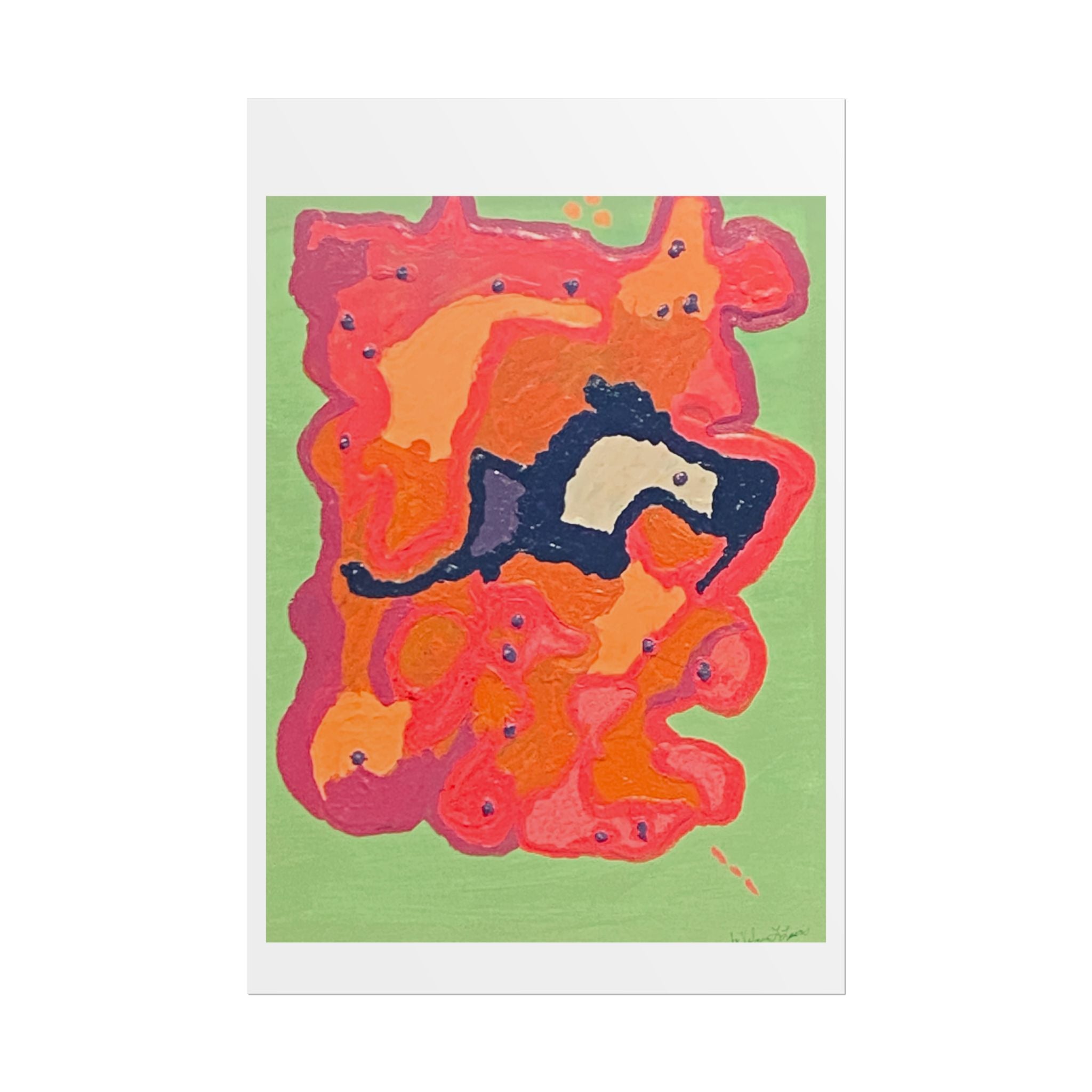 Abstract Color Field Poster — Vibrant Pink Orange Green Rolled Art Print