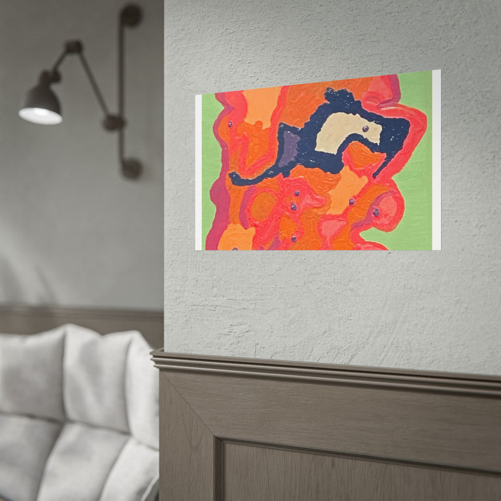 Abstract Color Field Poster — Vibrant Pink Orange Green Rolled Art Print