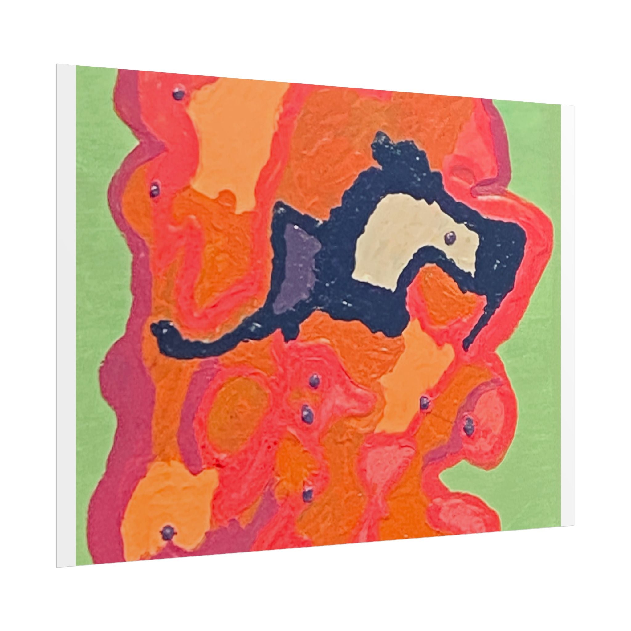 Abstract Color Field Poster — Vibrant Pink Orange Green Rolled Art Print