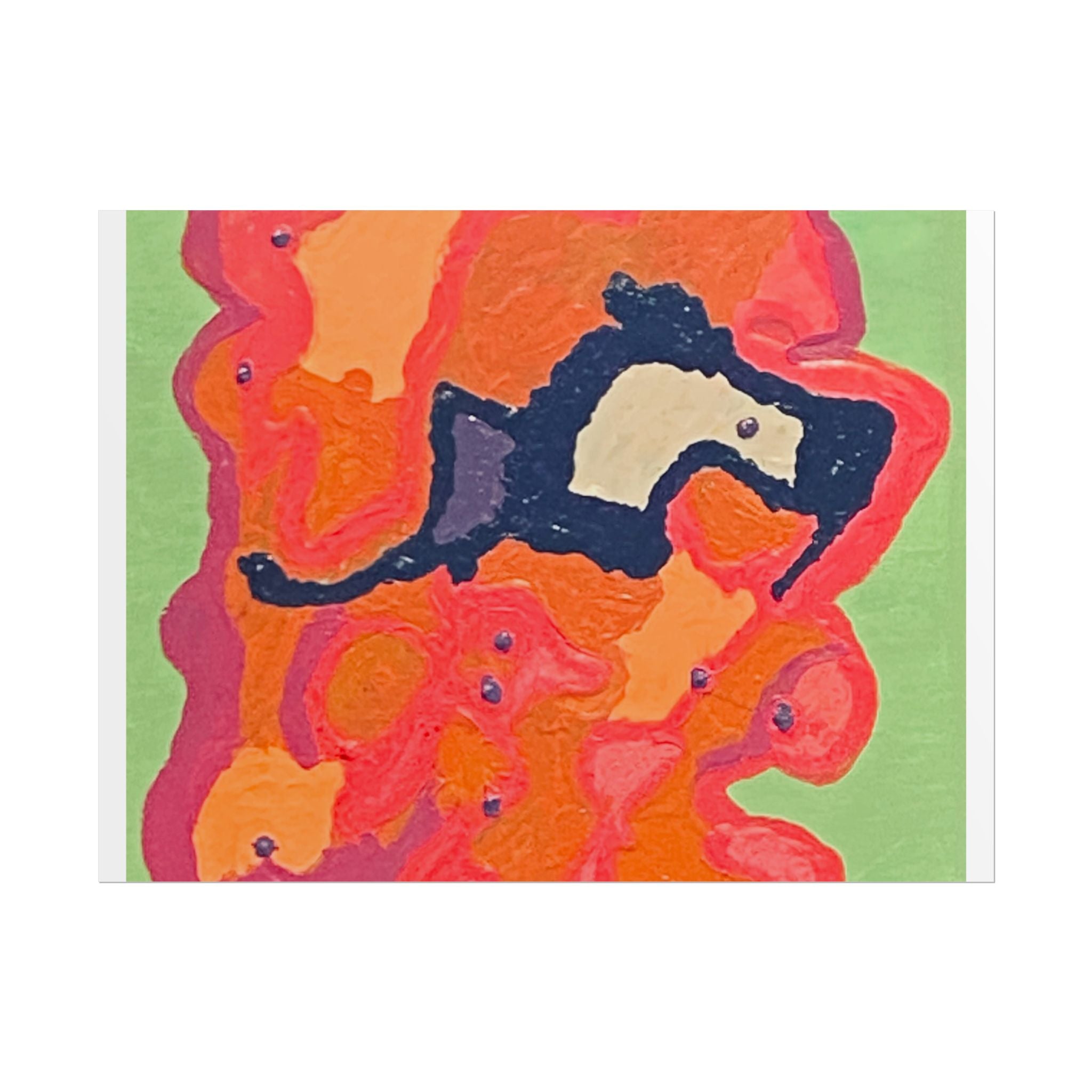 Abstract Color Field Poster — Vibrant Pink Orange Green Rolled Art Print