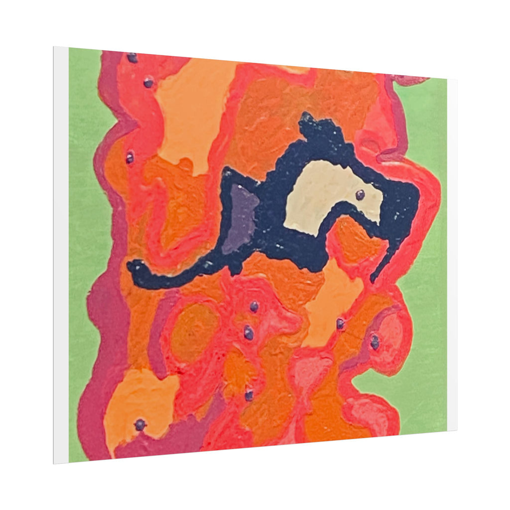 Abstract Color Field Poster — Vibrant Pink Orange Green Rolled Art Print