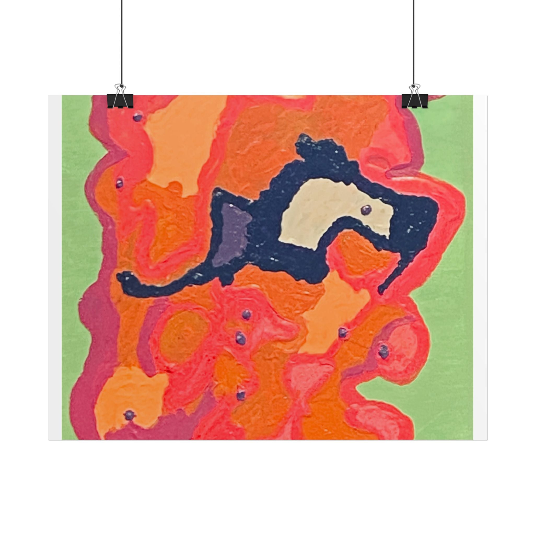 Abstract Color Field Poster — Vibrant Pink Orange Green Rolled Art Print