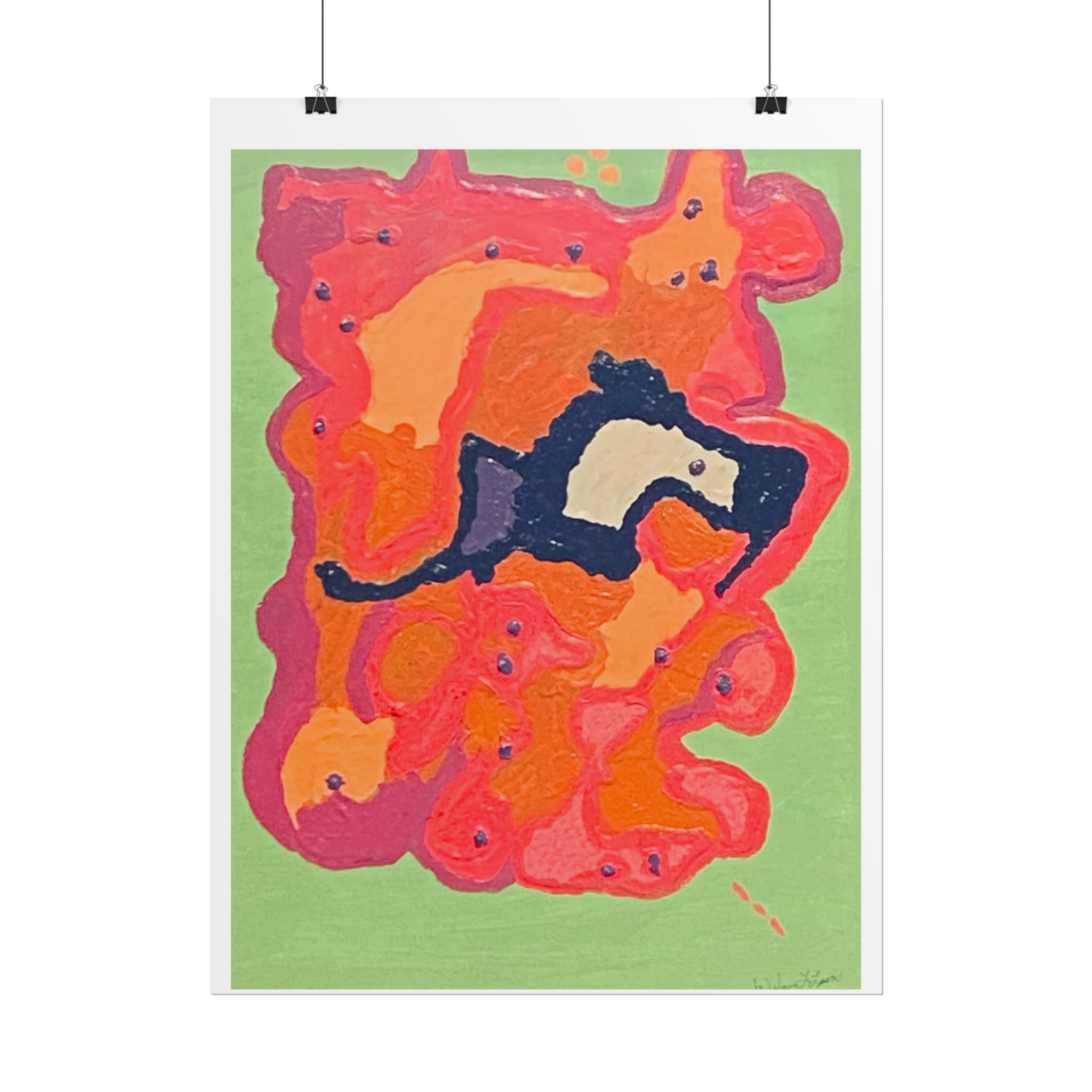 Abstract Color Field Poster — Vibrant Pink Orange Green Rolled Art Print