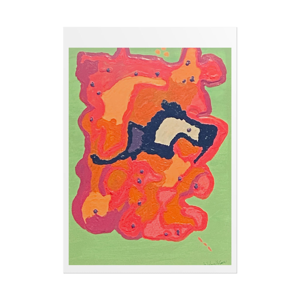 Abstract Color Field Poster — Vibrant Pink Orange Green Rolled Art Print