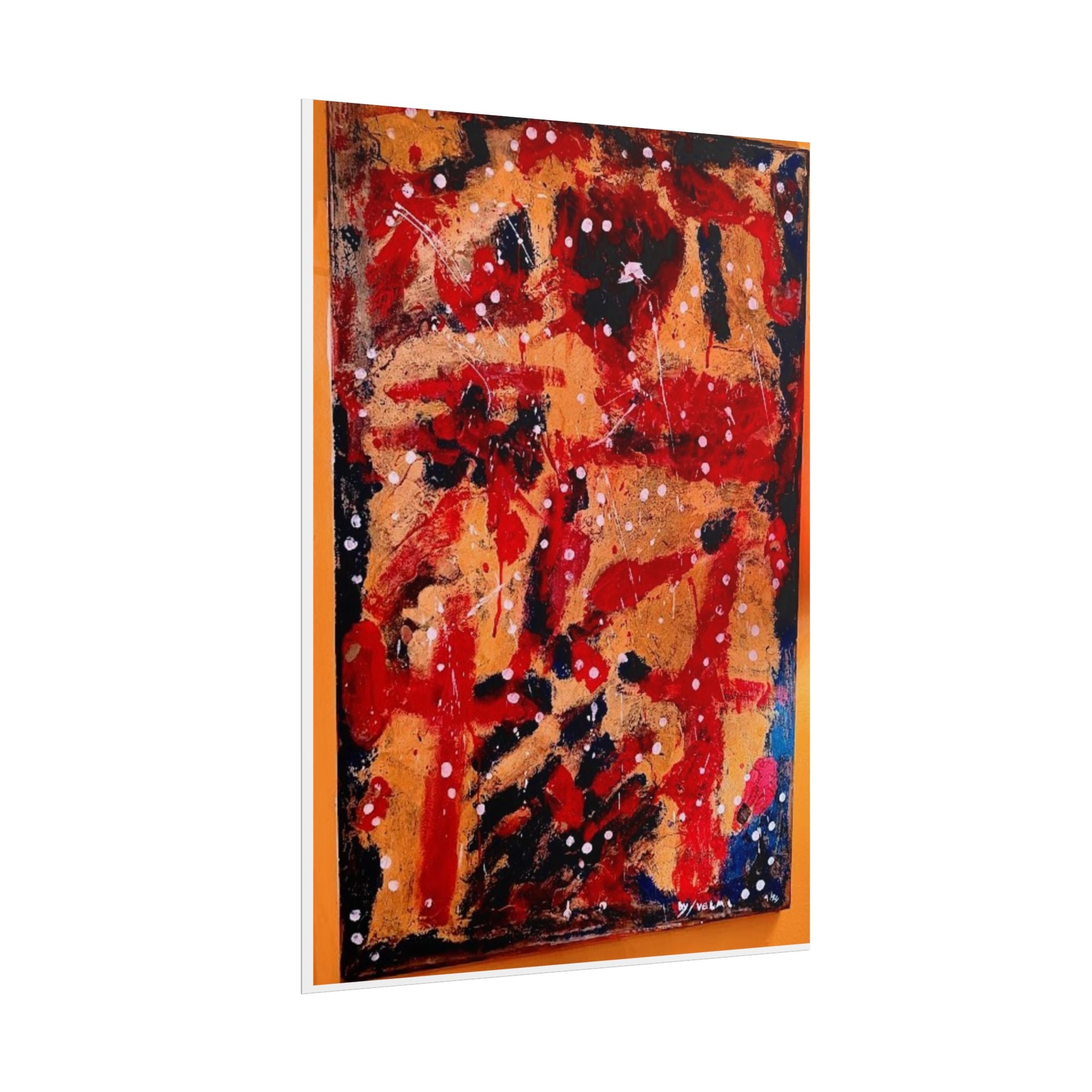 Abstract Expressionist Rolled Poster — Bold Red & Gold Modern Wall Art