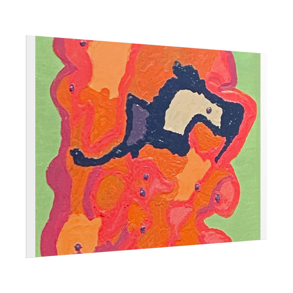 Abstract Color Field Poster — Vibrant Pink Orange Green Rolled Art Print