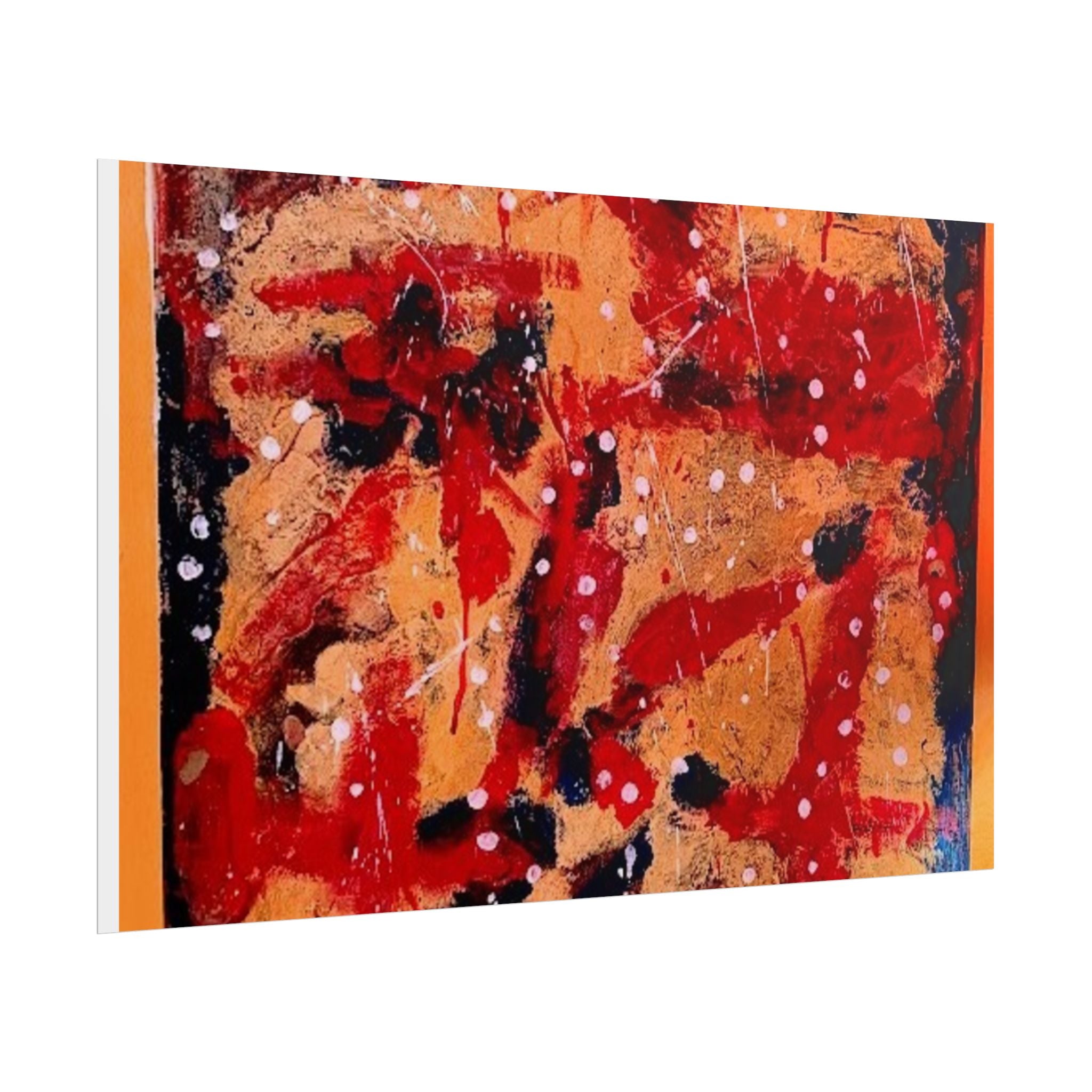 Abstract Expressionist Rolled Poster — Bold Red & Gold Modern Wall Art