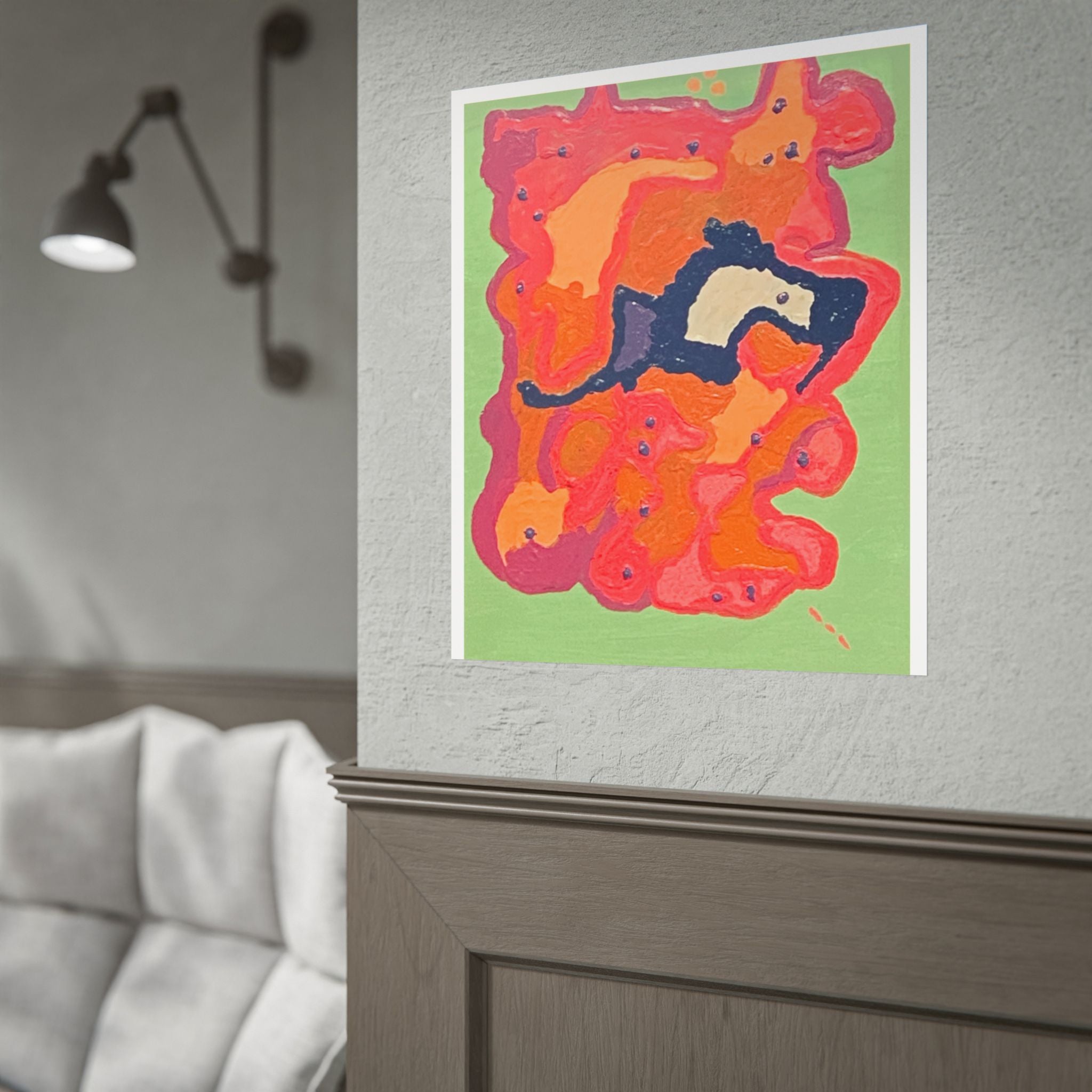 Abstract Color Field Poster — Vibrant Pink Orange Green Rolled Art Print