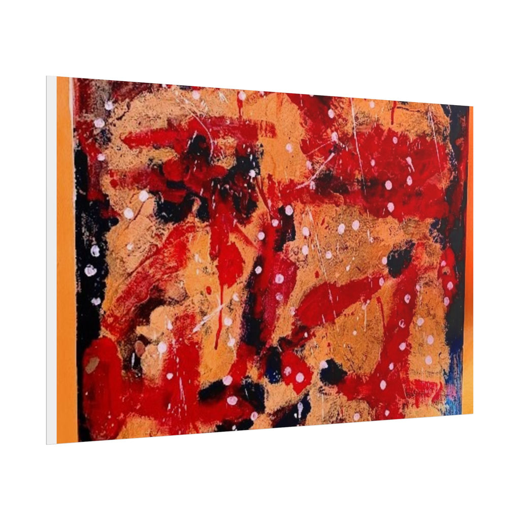 Abstract Expressionist Rolled Poster — Bold Red & Gold Modern Wall Art