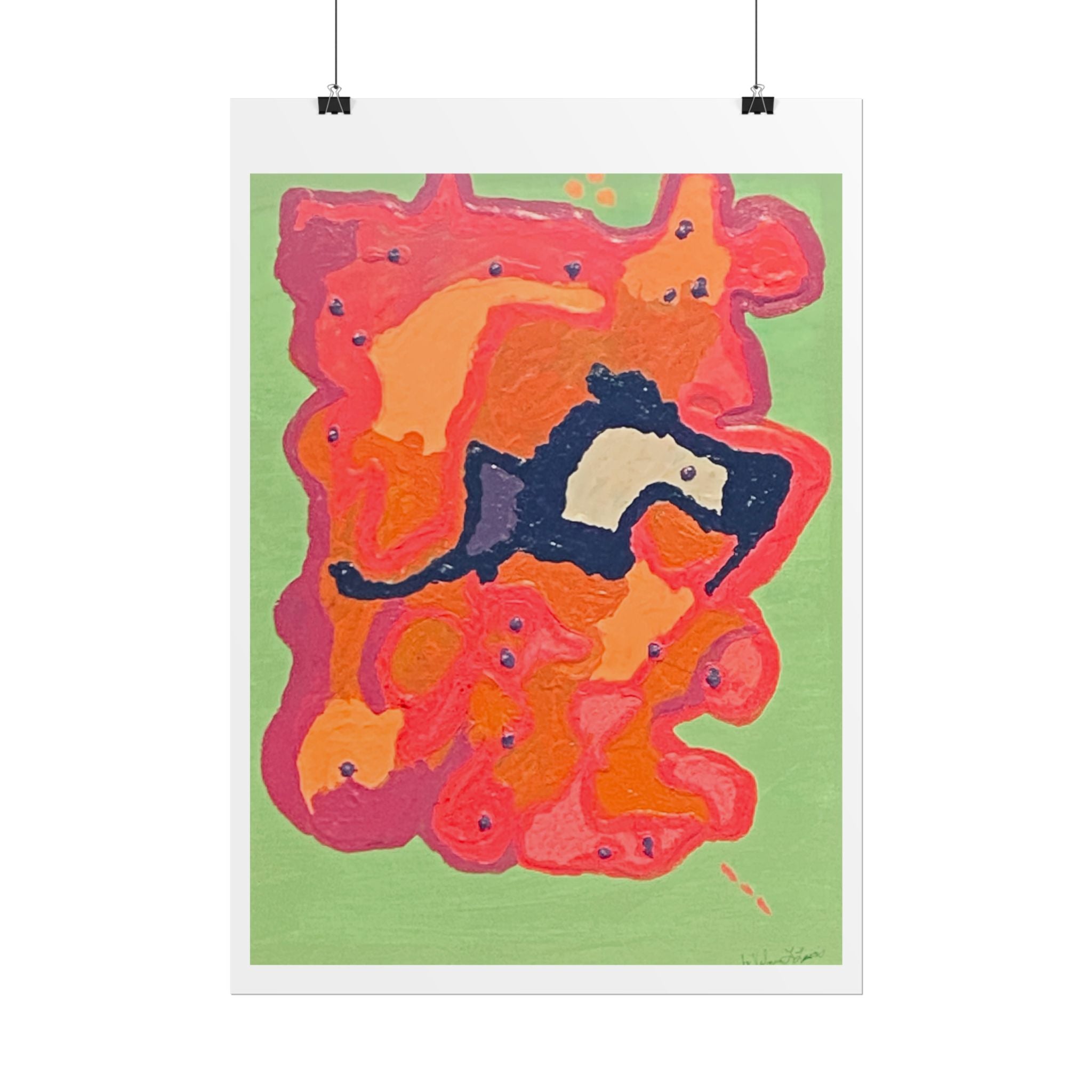 Abstract Color Field Poster — Vibrant Pink Orange Green Rolled Art Print