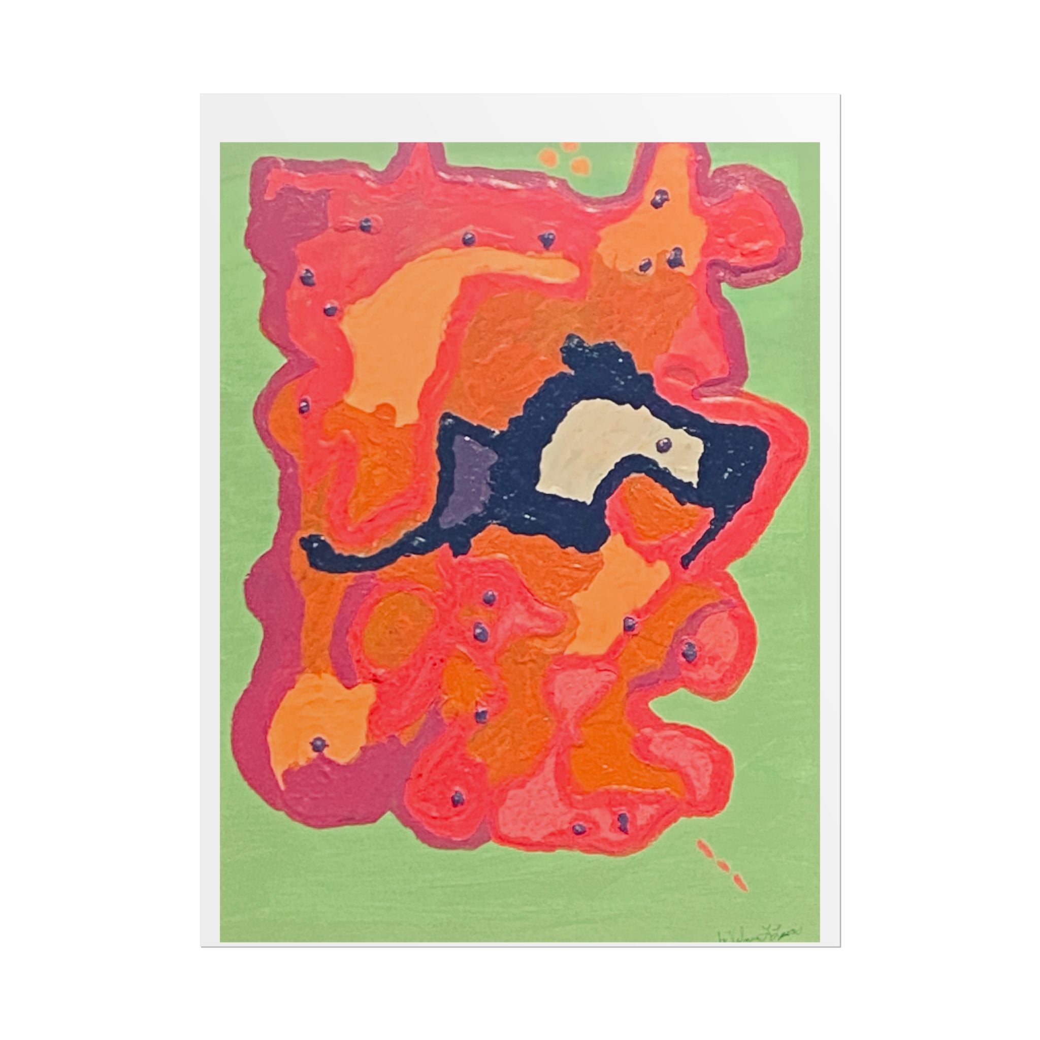 Abstract Color Field Poster — Vibrant Pink Orange Green Rolled Art Print