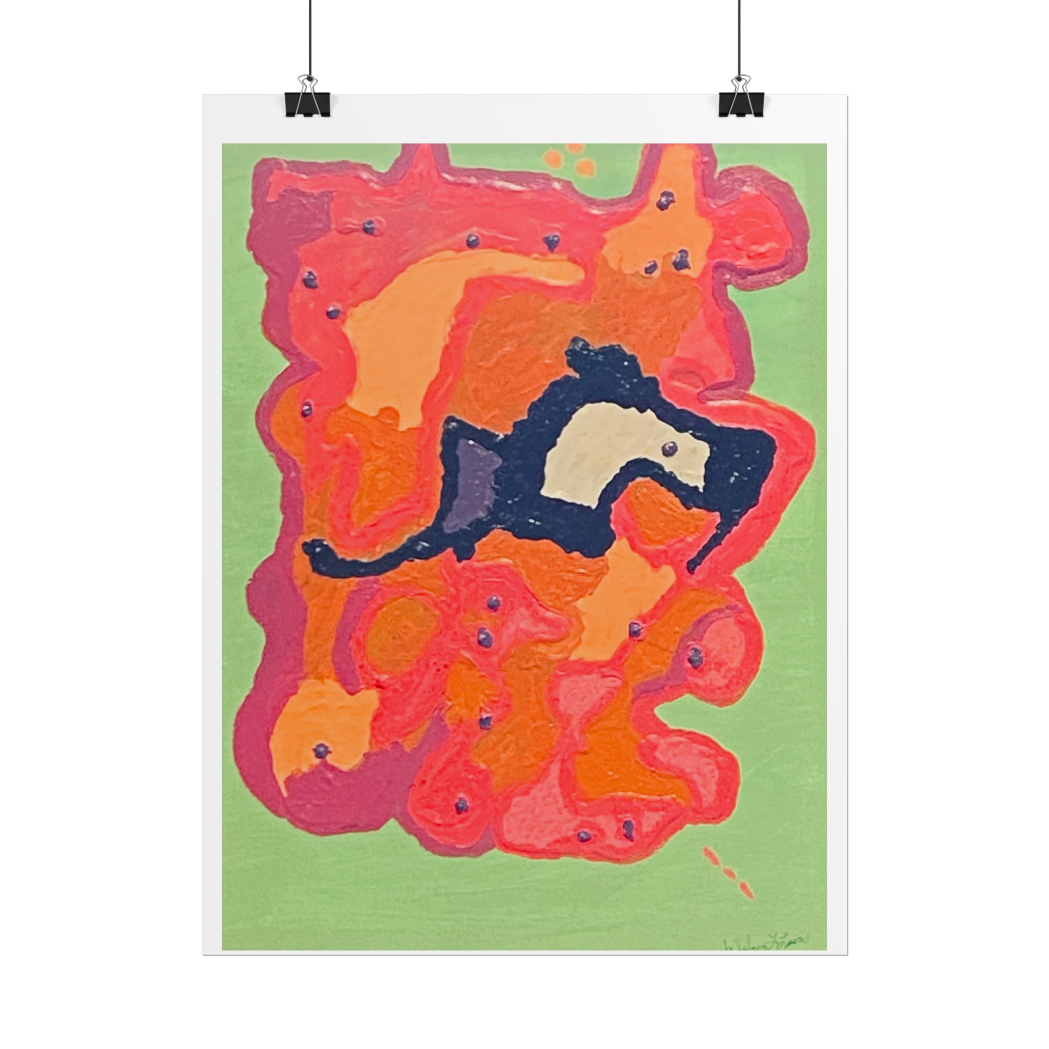 Abstract Color Field Poster — Vibrant Pink Orange Green Rolled Art Print