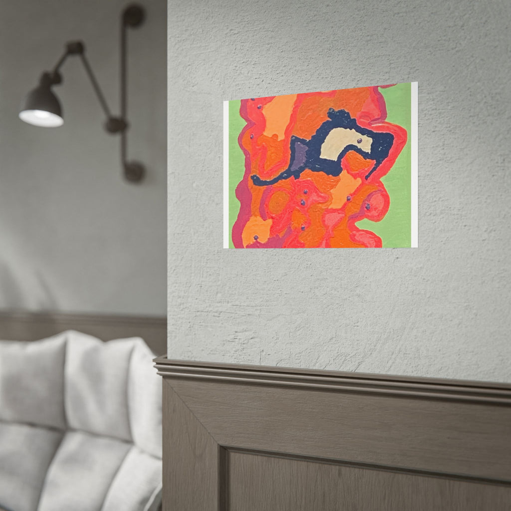 Abstract Color Field Poster — Vibrant Pink Orange Green Rolled Art Print