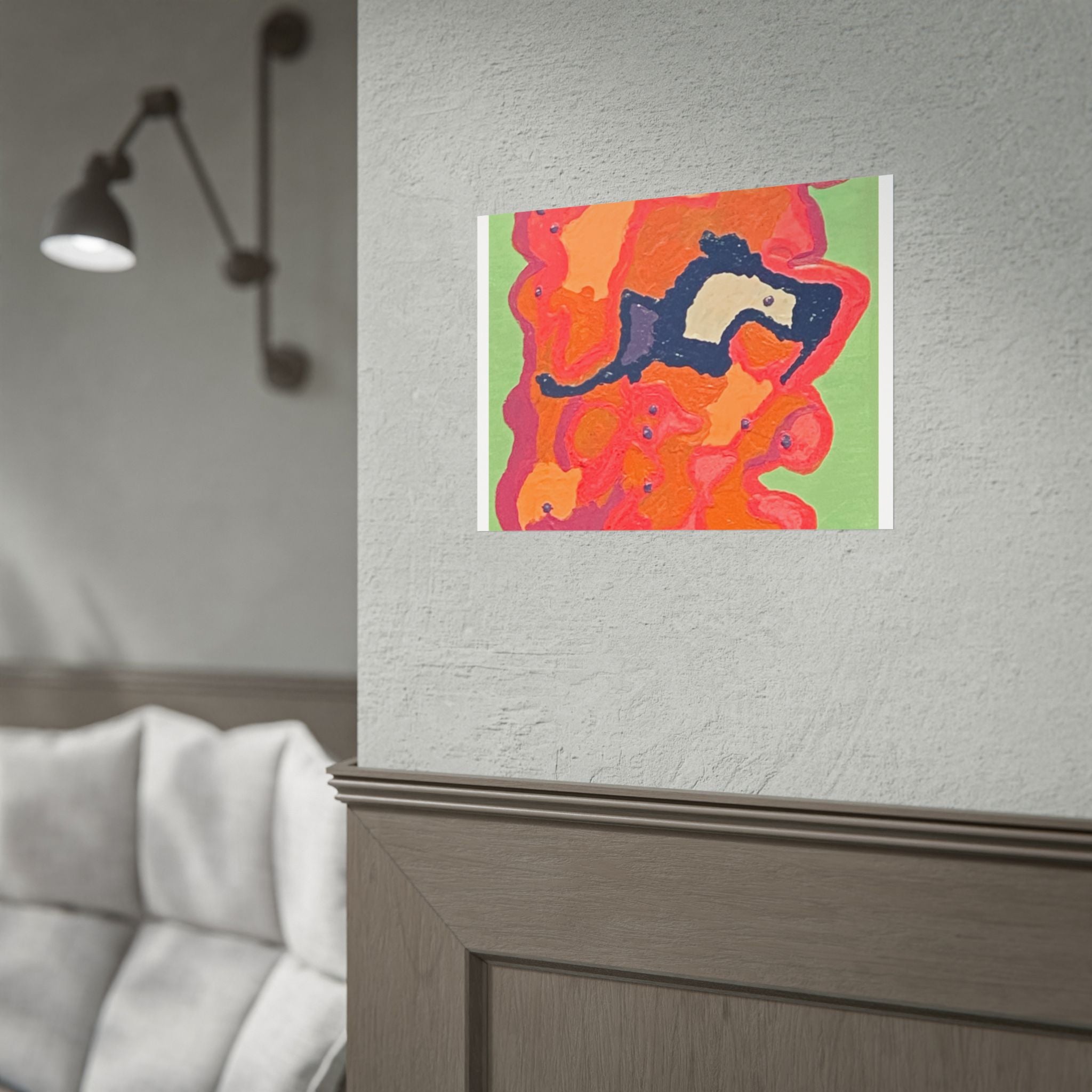 Abstract Color Field Poster — Vibrant Pink Orange Green Rolled Art Print