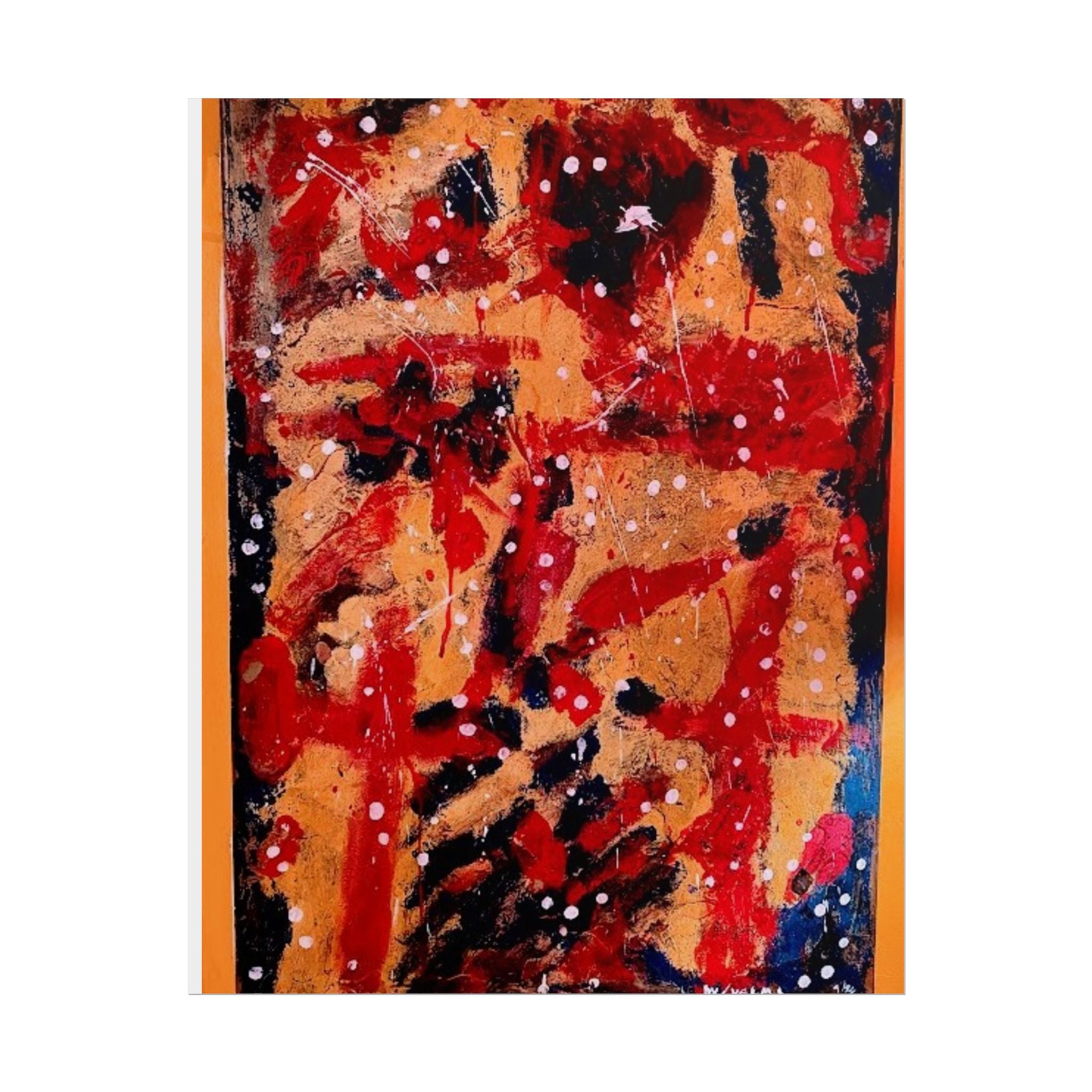 Abstract Expressionist Rolled Poster — Bold Red & Gold Modern Wall Art