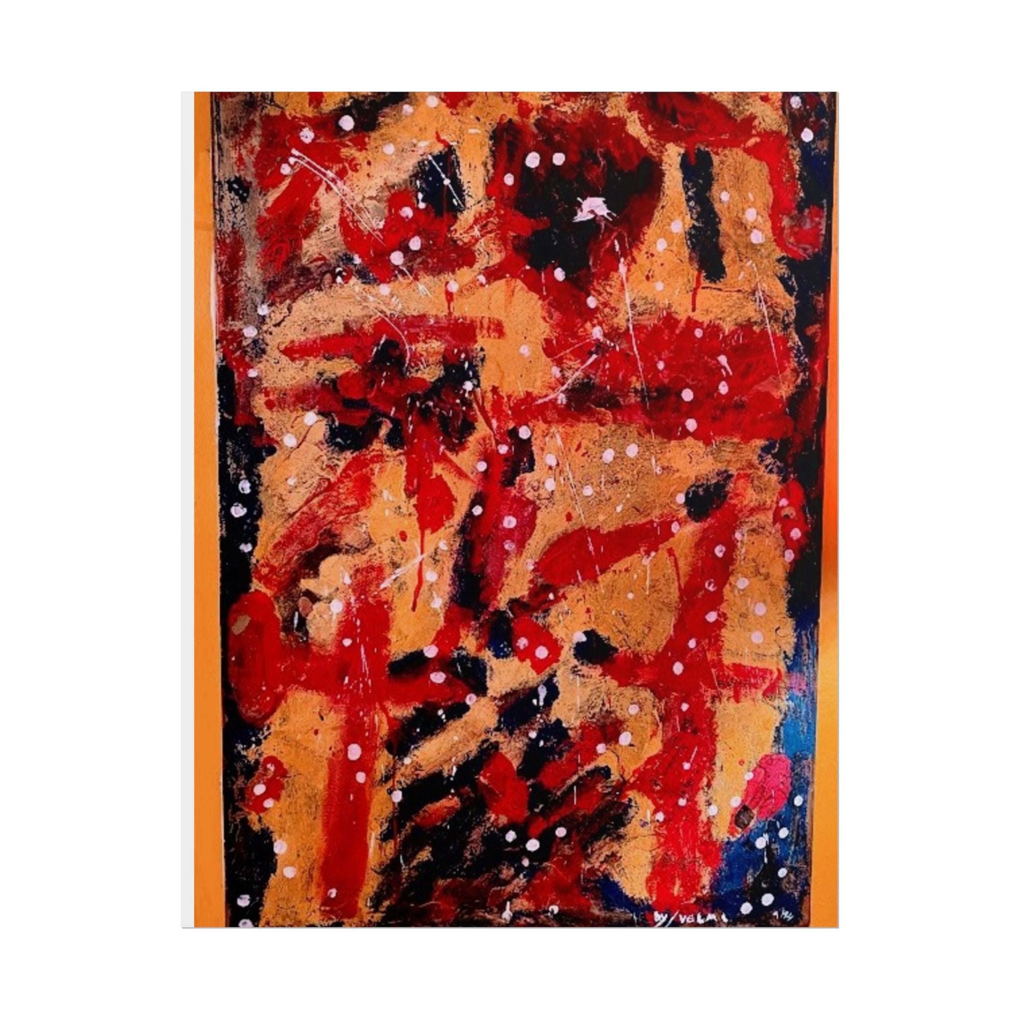 Abstract Expressionist Rolled Poster — Bold Red & Gold Modern Wall Art