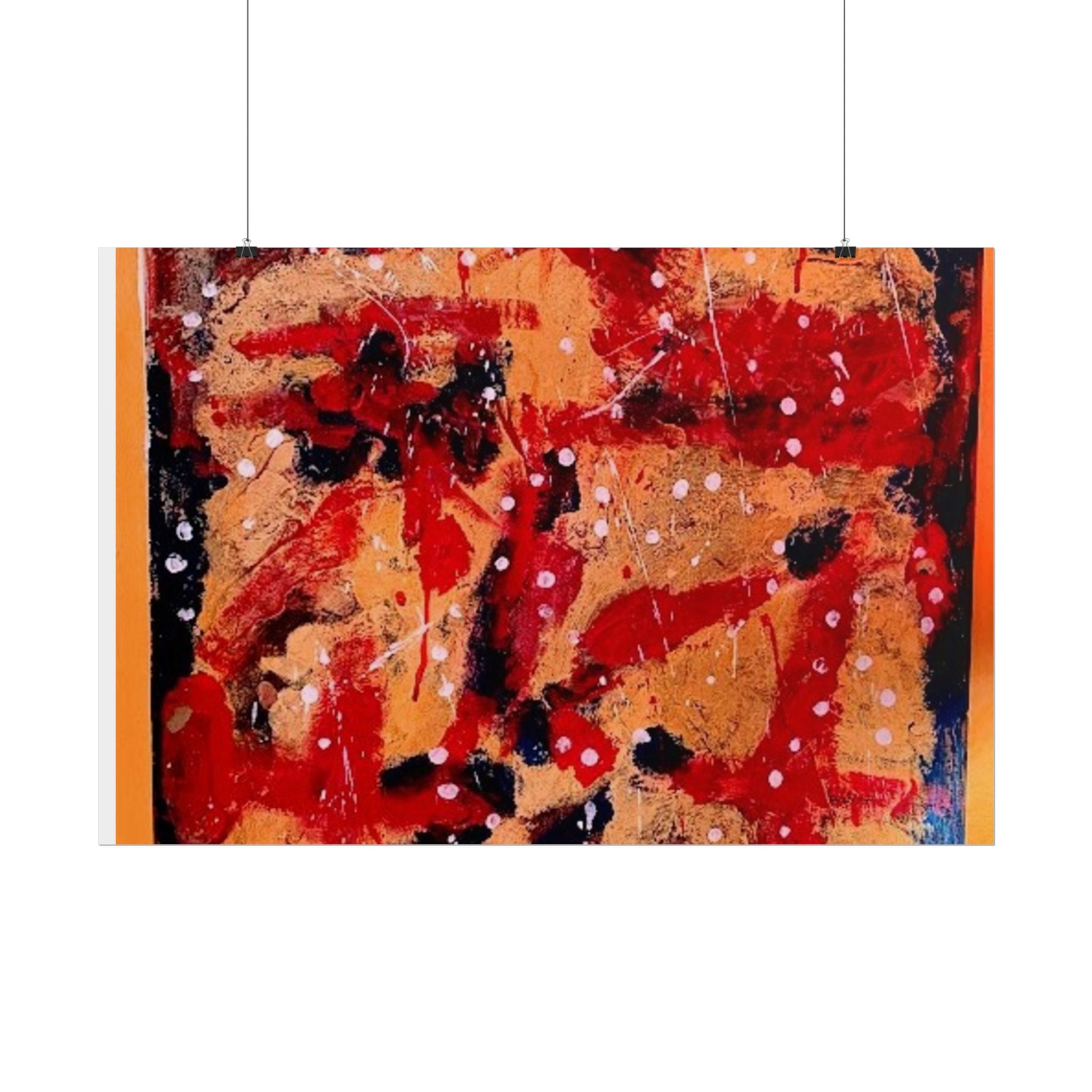 Abstract Expressionist Rolled Poster — Bold Red & Gold Modern Wall Art