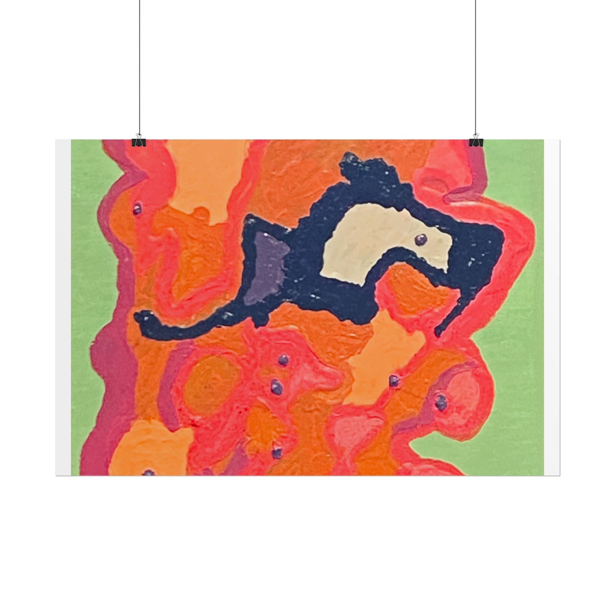 Abstract Color Field Poster — Vibrant Pink Orange Green Rolled Art Print