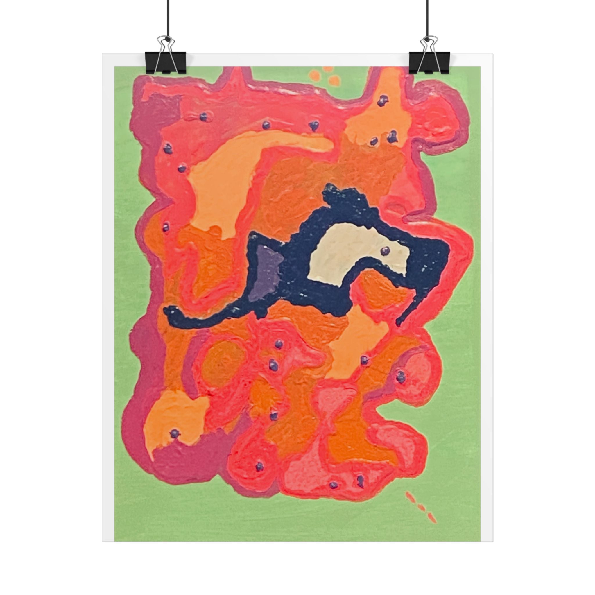 Abstract Color Field Poster — Vibrant Pink Orange Green Rolled Art Print