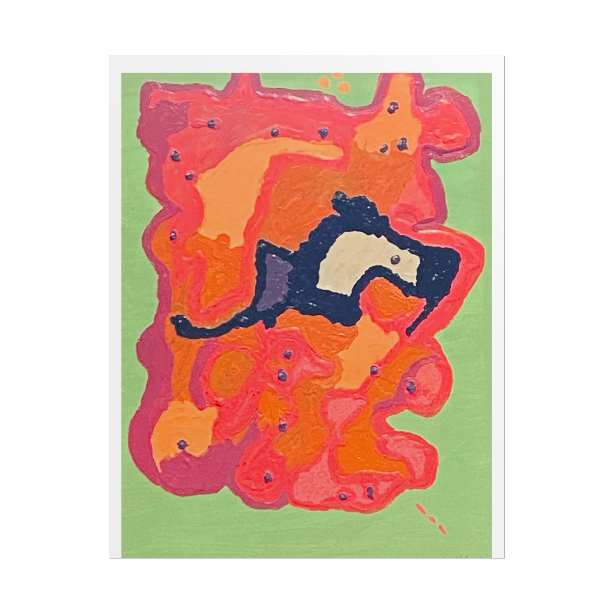 Abstract Color Field Poster — Vibrant Pink Orange Green Rolled Art Print