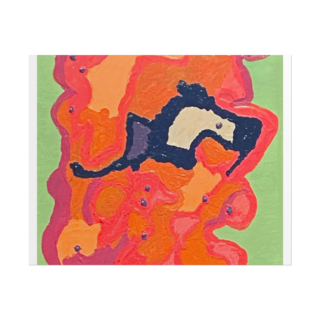 Abstract Color Field Poster — Vibrant Pink Orange Green Rolled Art Print