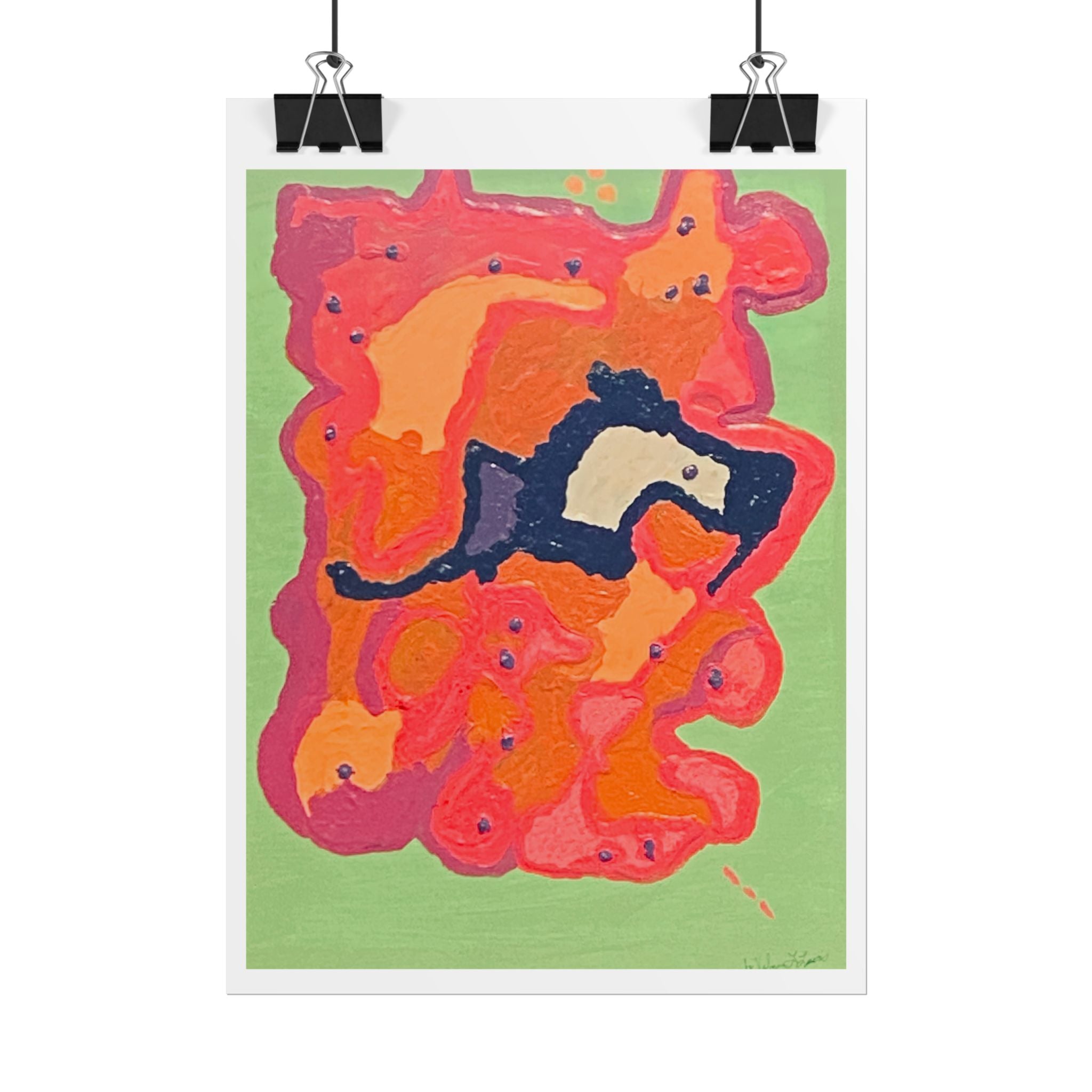 Abstract Color Field Poster — Vibrant Pink Orange Green Rolled Art Print