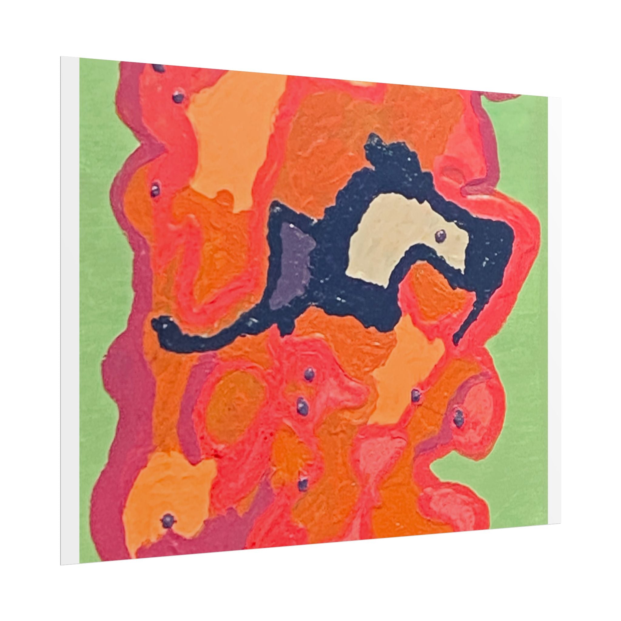 Abstract Color Field Poster — Vibrant Pink Orange Green Rolled Art Print