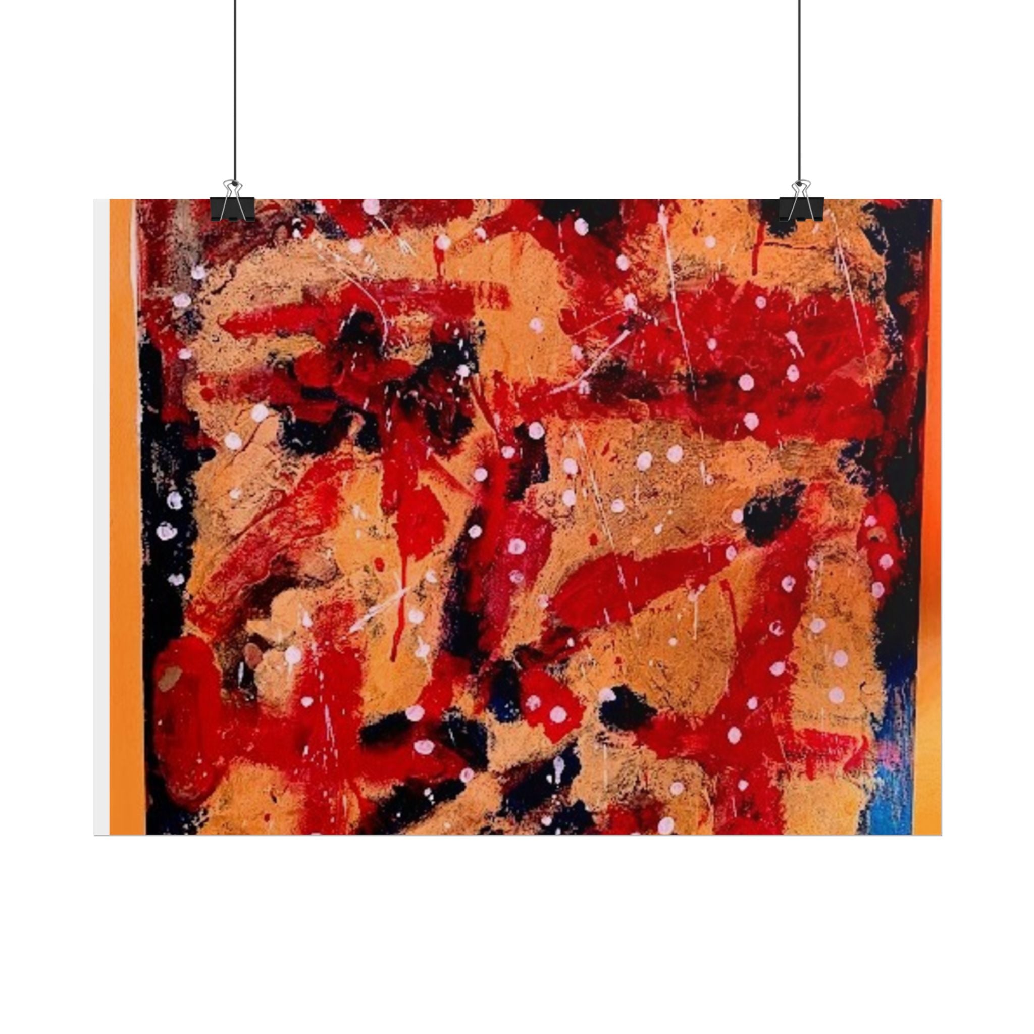 Abstract Expressionist Rolled Poster — Bold Red & Gold Modern Wall Art
