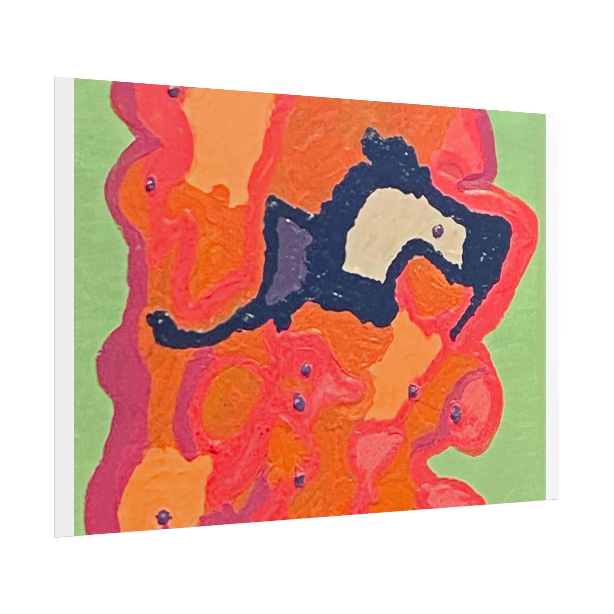 Abstract Color Field Poster — Vibrant Pink Orange Green Rolled Art Print