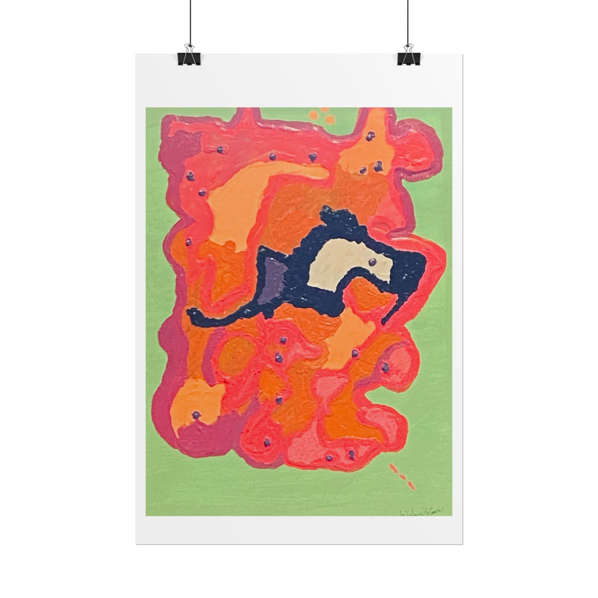Abstract Color Field Poster — Vibrant Pink Orange Green Rolled Art Print