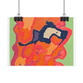 Abstract Color Field Poster — Vibrant Pink Orange Green Rolled Art Print