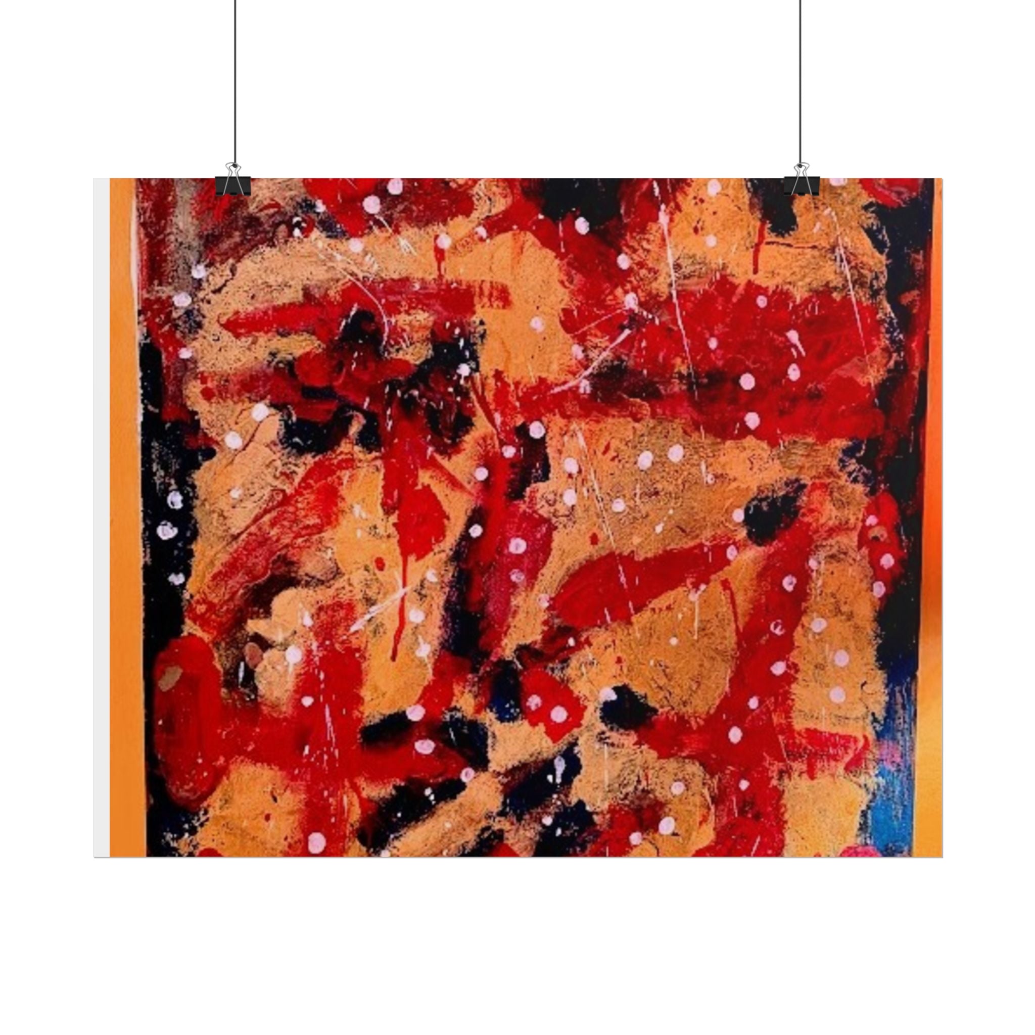 Abstract Expressionist Rolled Poster — Bold Red & Gold Modern Wall Art